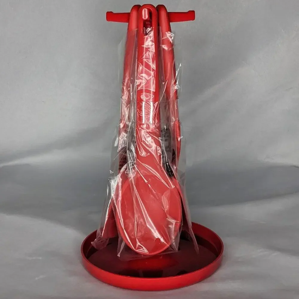 Home Kitchen Plastic 4 Piece Hosting Cooking Utensil Set Red